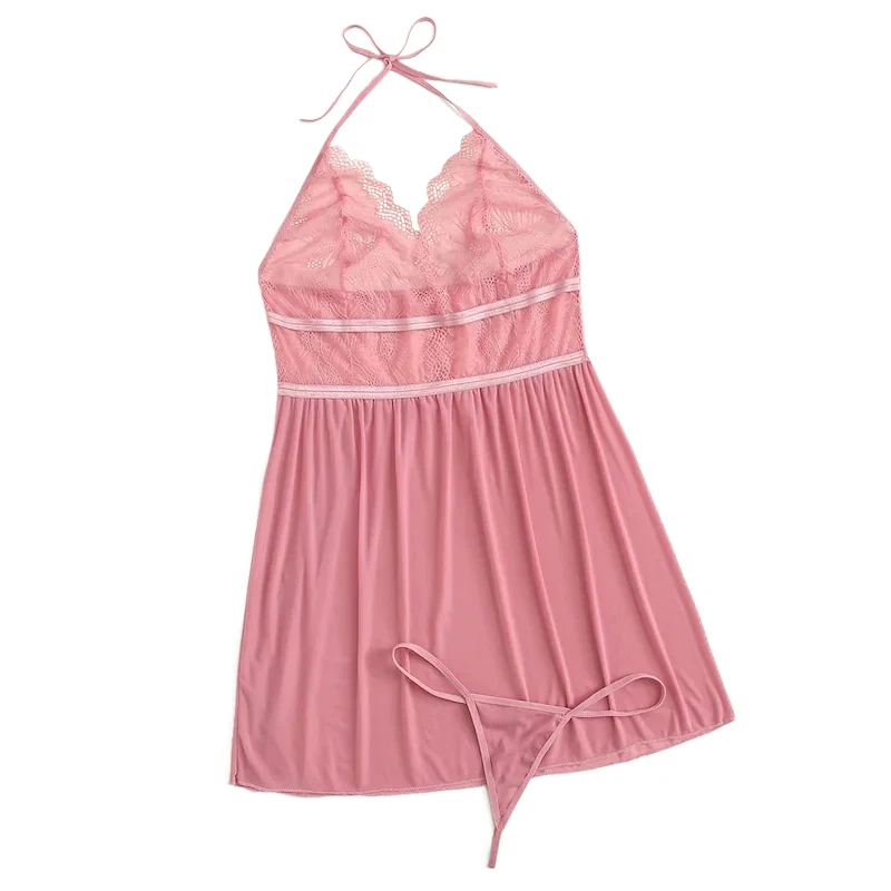 Deep V Neck Backless Lace Nightdress Transparent Sexy Lingerie See through Sleepwear Panties for Women
Deep V Neck Backless Lace Nightdress Transparent Sexy Lingerie See through Sleepwear Panties for Women