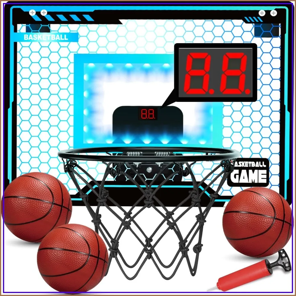 Mini Basketball Hoop for Kids, Over Door with LED & 3 Balls, Gift for Boys Girls 4-12
Mini Basketball Hoop for Kids, Over Door with LED & 3 Balls, Gift for Boys Girls 4-12