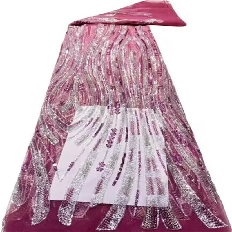 High Quality African 3D Sequins Beads Lace Fabric French Net Embroidery Tulle Lace Fabric For Nigerian Wedding Party Dress Pink
High Quality African 3D Sequins Beads Lace Fabric French Net Embroidery Tulle Lace Fabric For Nigerian Wedding Party Dress Pink
