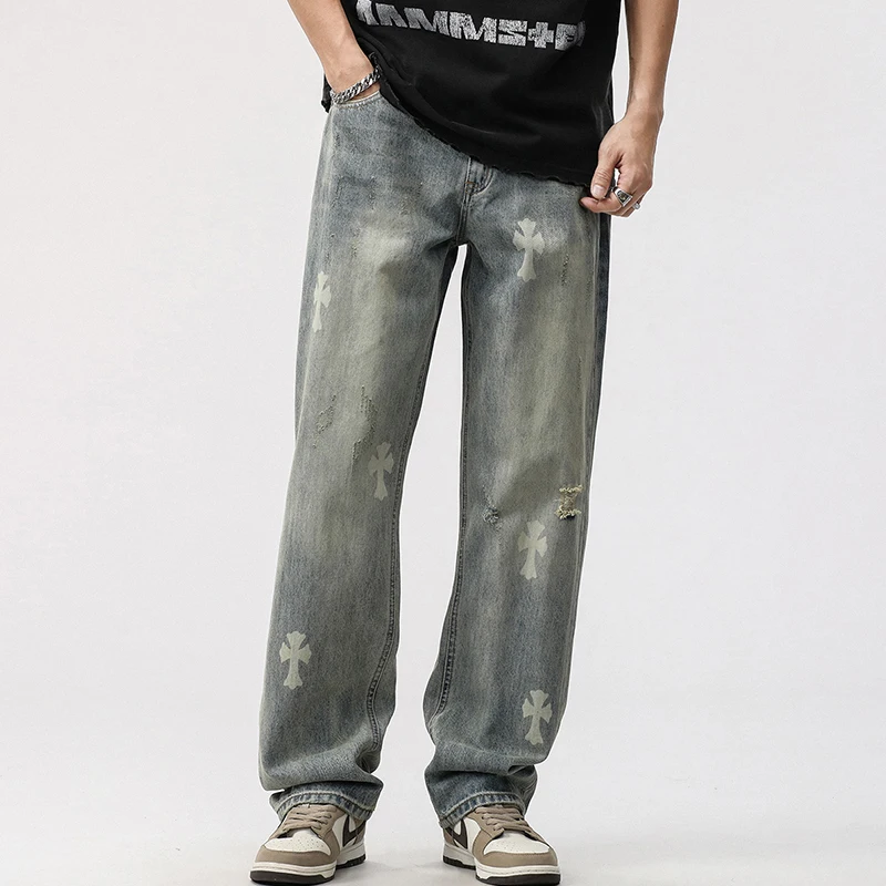Мужские джинсы больших размеров, мужские джинсовые уличные джинсы с дырками, модные свободные повседневные прямые рваные джинсы в стиле хип-хоп с принтом, брюки
Мужские джинсы больших размеров, мужские джинсовые уличные джинсы с дырками, модные свободные повседневные прямые рваные джинсы в стиле хип-хоп с принтом, брюки