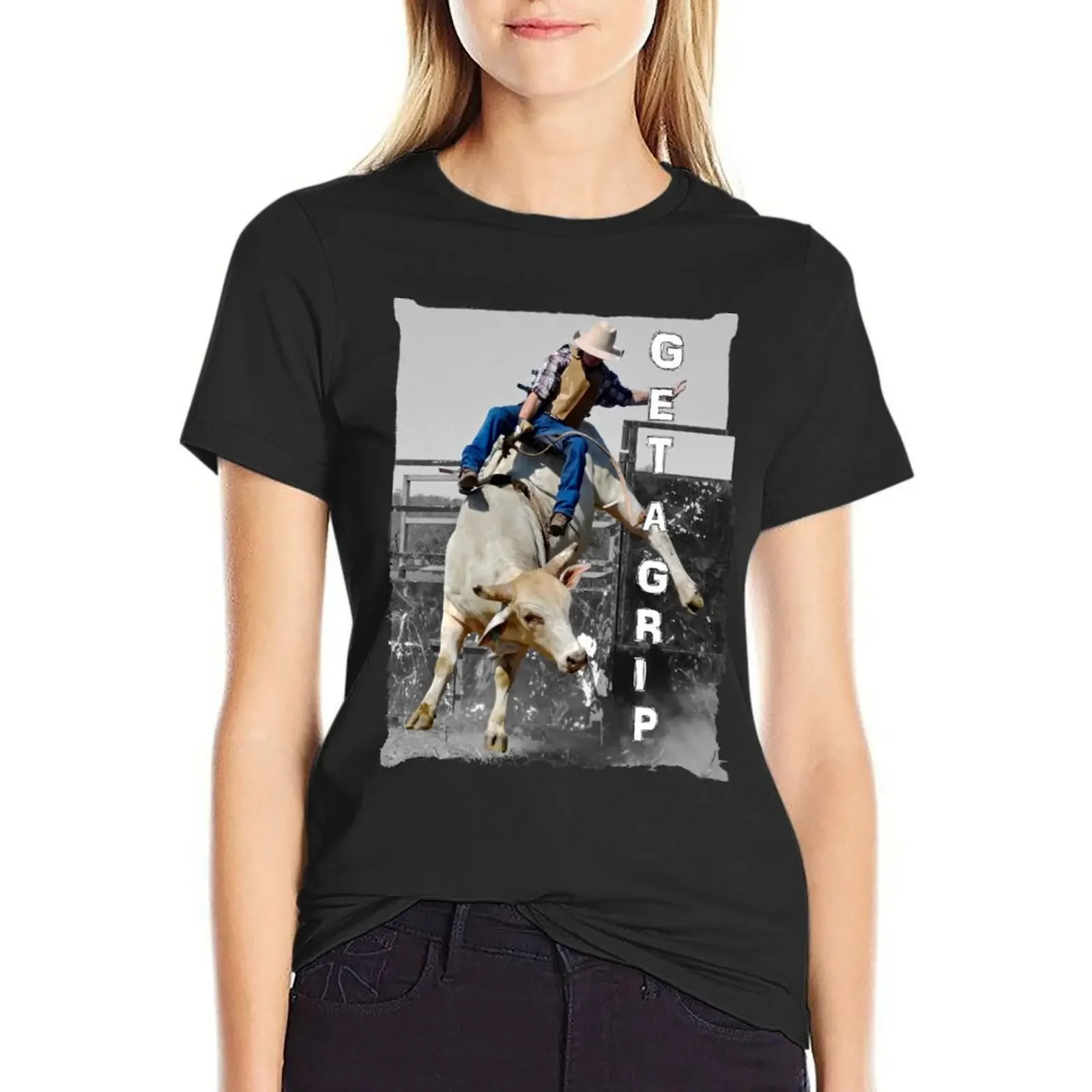 GET A GRIP. BULL RIDING T-Shirt animal print shirt for girls female customs design your own cropped t shirts for Women
GET A GRIP. BULL RIDING T-Shirt animal print shirt for girls female customs design your own cropped t shirts for Women