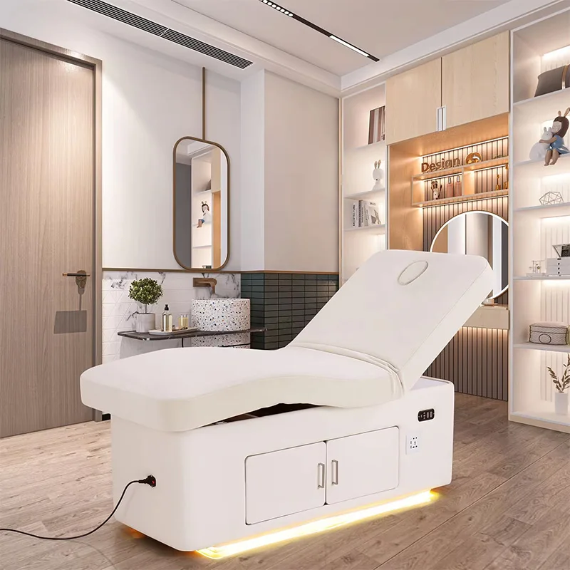 Popular Electric Controlled Adjustable Height Soft Leather Made Massage Bed With Storage Cabinet for Facial Head Spa
Popular Electric Controlled Adjustable Height Soft Leather Made Massage Bed With Storage Cabinet for Facial Head Spa