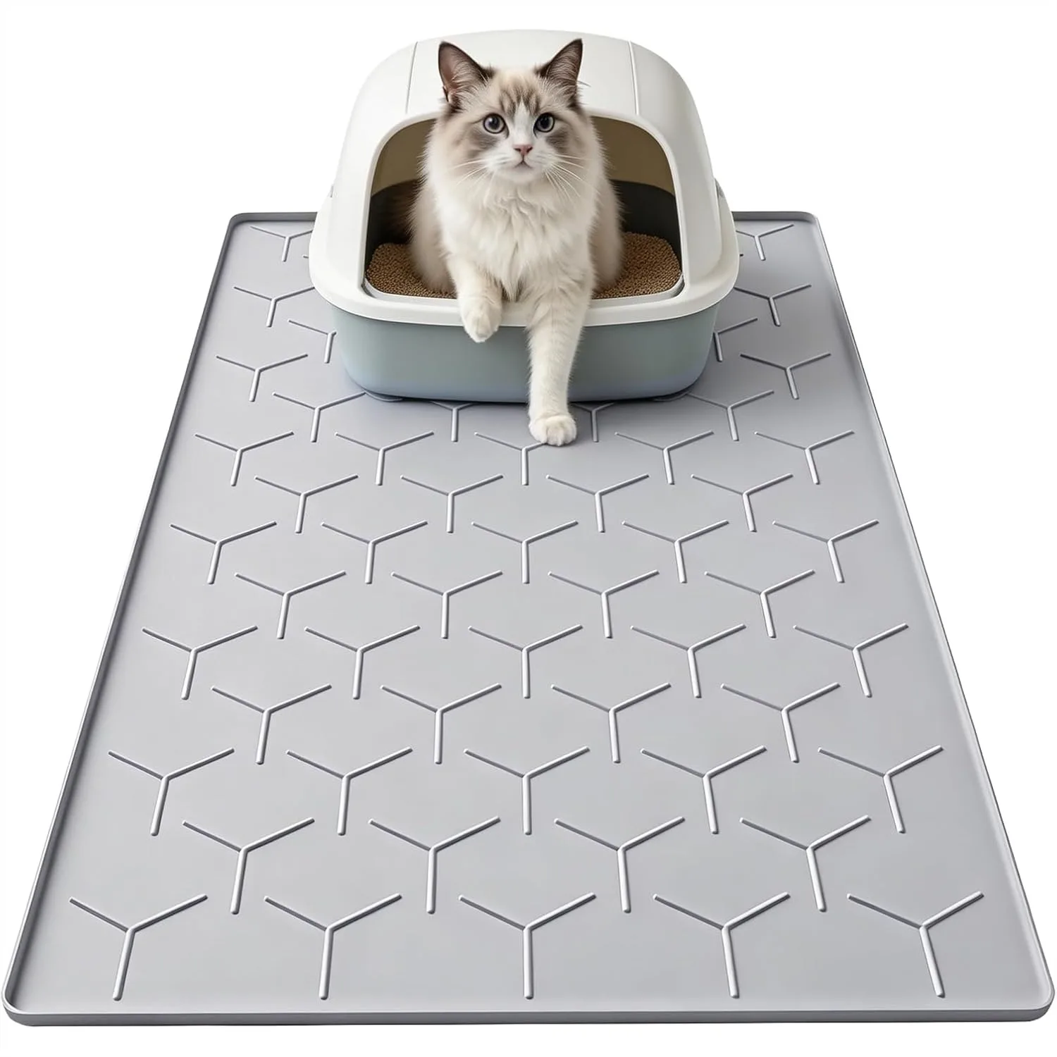 Cat Mat for Litter Box, Large 34×22.5 in Silicone Pad, Traps Litter & Keeps Floor Clean, Gray
Cat Mat for Litter Box, Large 34×22.5 in Silicone Pad, Traps Litter & Keeps Floor Clean, Gray