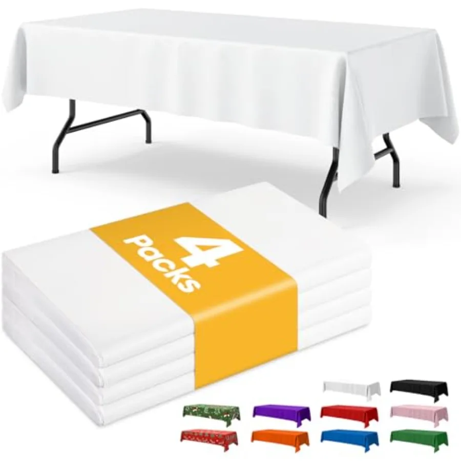 Plastic Table Cloth - 4 Pack 54" × 108" Rectangle Disposable Tablecloths for 6Feet Tables, Table Cover for Party, Holiday and G
Plastic Table Cloth - 4 Pack 54" × 108" Rectangle Disposable Tablecloths for 6Feet Tables, Table Cover for Party, Holiday and G