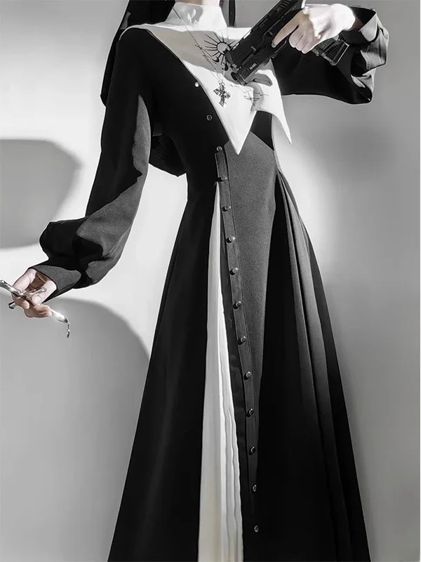Gothic Black White Nun Dark Lolita Skirt Elegant Long Daily Cosplay Costume Female Hanfu Set Summer 2025 Fashion Ladies
Gothic Black White Nun Dark Lolita Skirt Elegant Long Daily Cosplay Costume Female Hanfu Set Summer 2025 Fashion Ladies