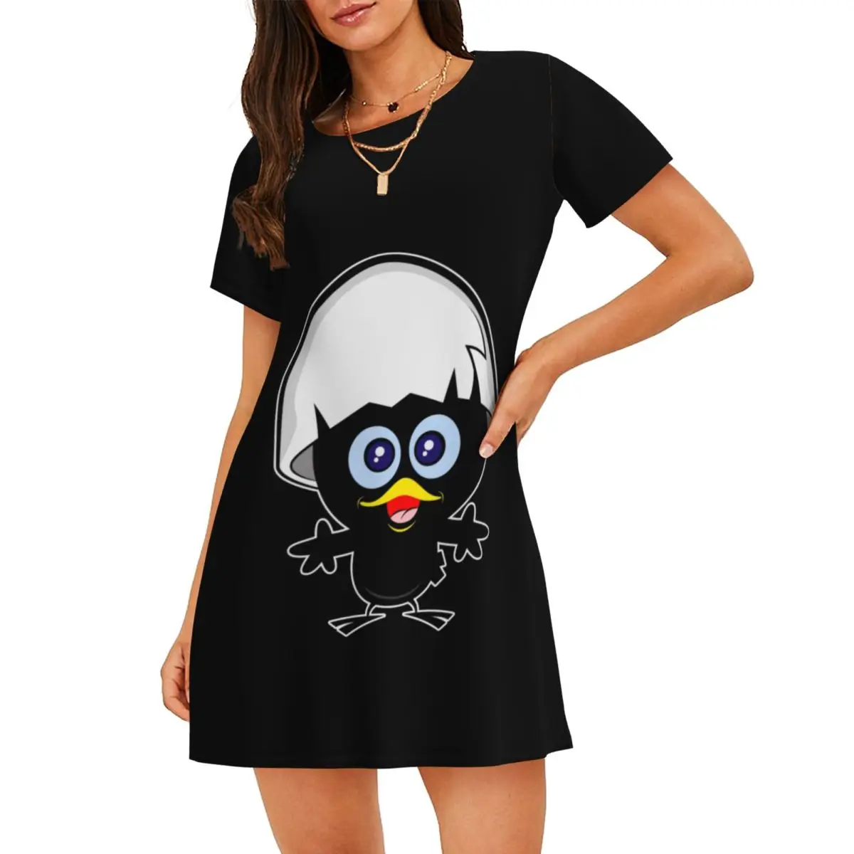 Custom Kawaii Calimero Black Chicken Women's Short-Sleeved Nightdress Print Cartoon Comic Short Sleeve Nightgowns Nightdress
Custom Kawaii Calimero Black Chicken Women's Short-Sleeved Nightdress Print Cartoon Comic Short Sleeve Nightgowns Nightdress