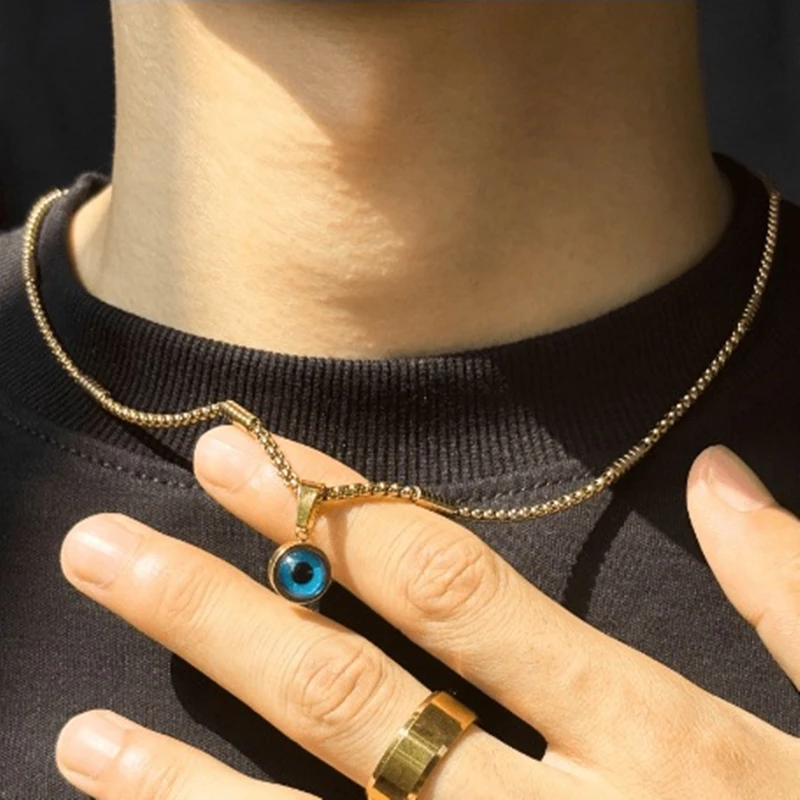 Stainless Steel Lucky Blue Evil Eye Pendant Golden Chain Necklace for Men Women Twisted Collarbone Chokers Party Jewelry Gift
Stainless Steel Lucky Blue Evil Eye Pendant Golden Chain Necklace for Men Women Twisted Collarbone Chokers Party Jewelry Gift