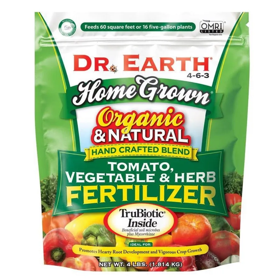 Dr. Earth Organic Natural Home Grown Tomato and Vegetable Food 463 Fertilizer 4 lb.
Dr. Earth Organic Natural Home Grown Tomato and Vegetable Food 463 Fertilizer 4 lb.