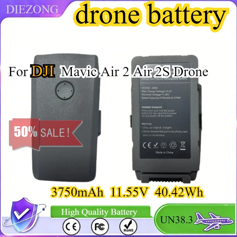 3750mAh 11.55V 40.42Wh Replacement Battery For DJI Mavic Air 2 Air 2S Drone
3750mAh 11.55V 40.42Wh Replacement Battery For DJI Mavic Air 2 Air 2S Drone