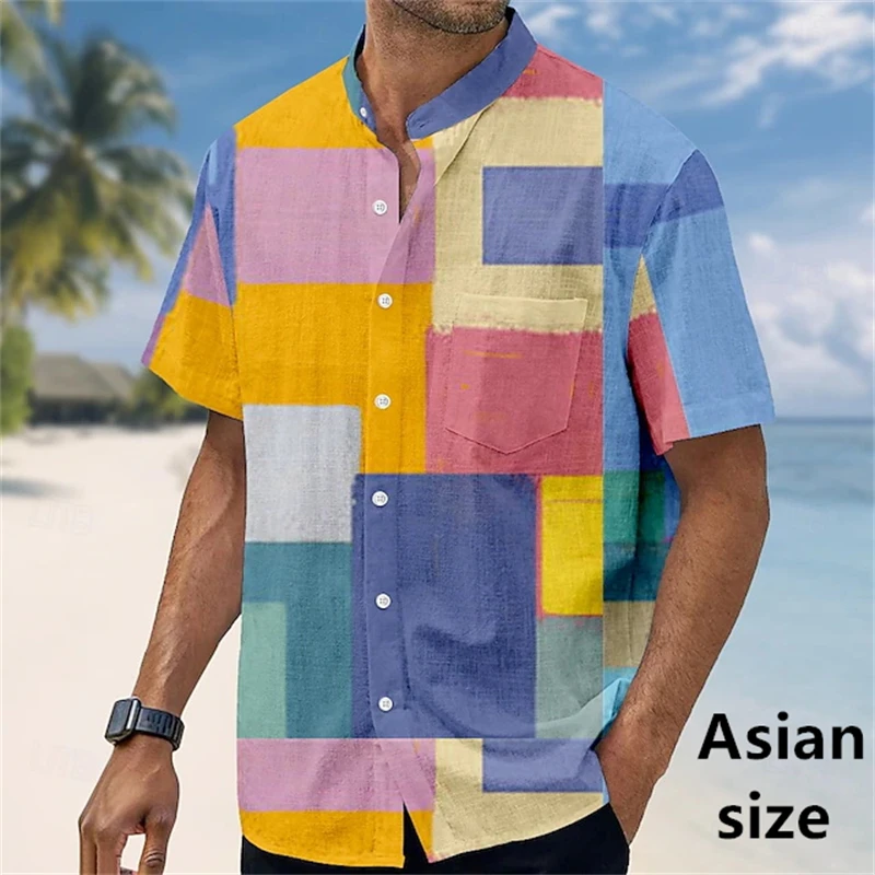 2025 New Men's Color Block Shirts Summer Casual 3D Printed Button Lapel Short Sleeve Shirt Large Size Trendy Hawaiian Beach Tops
2025 New Men's Color Block Shirts Summer Casual 3D Printed Button Lapel Short Sleeve Shirt Large Size Trendy Hawaiian Beach Tops