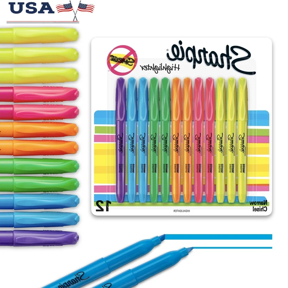 Pocket Highlighters Fluorescent Chisel Tip Assorted Colors 12 Pack Quick Dry Odorless Non Toxic Perfect School Office Study
Pocket Highlighters Fluorescent Chisel Tip Assorted Colors 12 Pack Quick Dry Odorless Non Toxic Perfect School Office Study