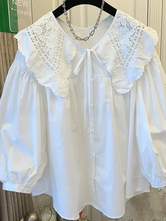plus Size 36kg Sweet Collar Lantern Sve Embroidered Lace Versatile Korean Sle Super Beautiful Top Men's Loose Fit irt
plus Size 36kg Sweet Collar Lantern Sve Embroidered Lace Versatile Korean Sle Super Beautiful Top Men's Loose Fit irt