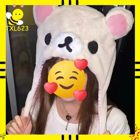 Gorro Kawaii Rilakkuma Korilakkuma Ushanka, gorro de invierno de dibujos animados de Anime para mujeres, niñas, niños, Gorras bonitas, regalos de Anime