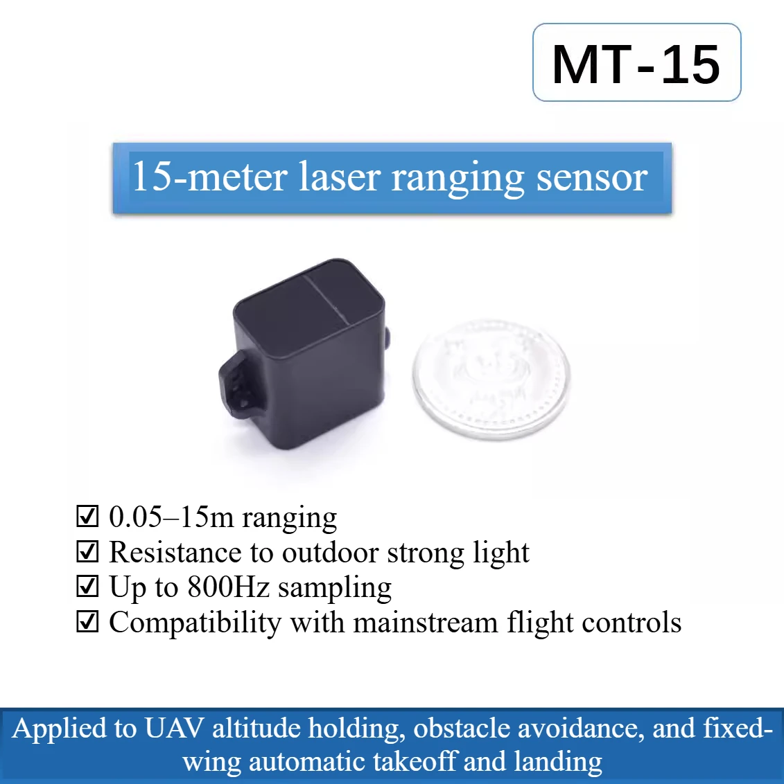 Лазерный датчик дальности MT-15, 15 м, совместимый с micro-space MT-15, модуль предотвращения препятствий без дрона APM/PX4 с фиксированной высотой
Лазерный датчик дальности MT-15, 15 м, совместимый с micro-space MT-15, модуль предотвращения препятствий без дрона APM/PX4 с фиксированной высотой