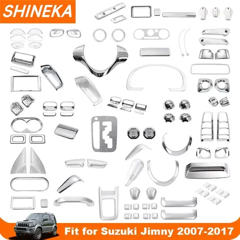 SHINEKA Chrome Car Center Console Decoration Cover For Suzuki Jimny 2007 2008 2009 2010 2011-2017 Interior&Exterior Accessories