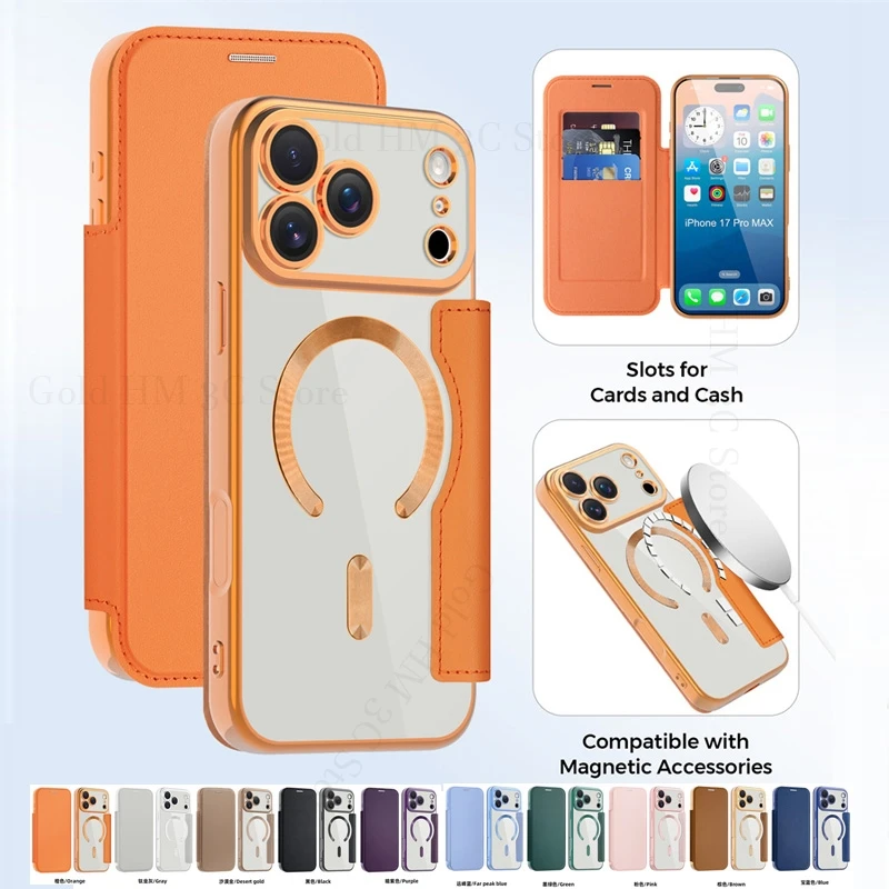Flip Leather For Magsafe Phone Cover for IPhone 17 Air 16 Pro Max Card Holder Magnetic Wallet Case For Apple 16e 14 15 17Pro Max
Flip Leather For Magsafe Phone Cover for IPhone 17 Air 16 Pro Max Card Holder Magnetic Wallet Case For Apple 16e 14 15 17Pro Max