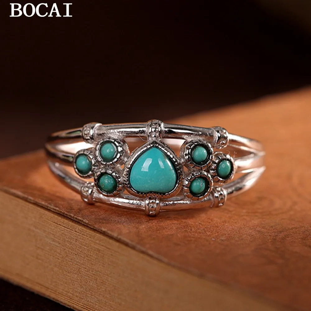 BOCAI S925 универсальное женское кольцо из чистого серебра с инкрустацией в форме сердца бирюзового цвета, регулируемое
BOCAI S925 универсальное женское кольцо из чистого серебра с инкрустацией в форме сердца бирюзового цвета, регулируемое
