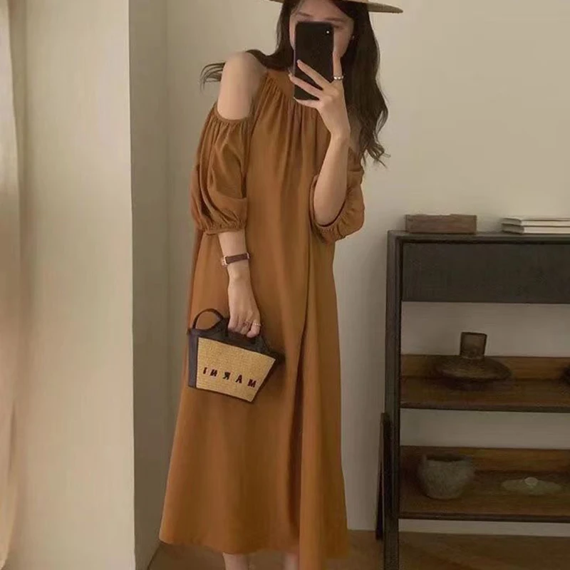 Fashion Loose Folds Off Shoulder Lantern Sleeve Casual Dresses Female Clothing Summer New Oversized Sweet Princess Dress
Fashion Loose Folds Off Shoulder Lantern Sleeve Casual Dresses Female Clothing Summer New Oversized Sweet Princess Dress