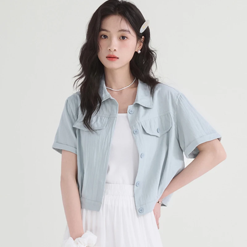 Korean Fashion Women Cropped Shirts Vintage Short Sleeve Patch Pockets Female Slim Blouses Ladies Streetwear Blusa Chic Tops
Korean Fashion Women Cropped Shirts Vintage Short Sleeve Patch Pockets Female Slim Blouses Ladies Streetwear Blusa Chic Tops