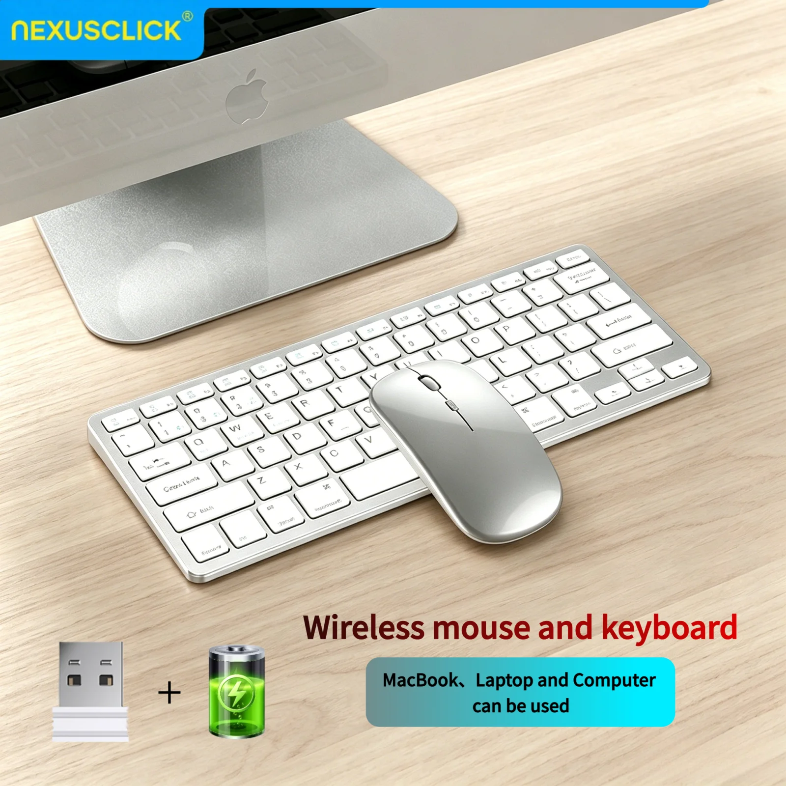 NexusClick Quiet Wireless Keyboard Mouse Set,2.4G USB receiver Ergonomic Rechargeable Mini Office Keyboard For PC Laptop Macbook
NexusClick Quiet Wireless Keyboard Mouse Set,2.4G USB receiver Ergonomic Rechargeable Mini Office Keyboard For PC Laptop Macbook