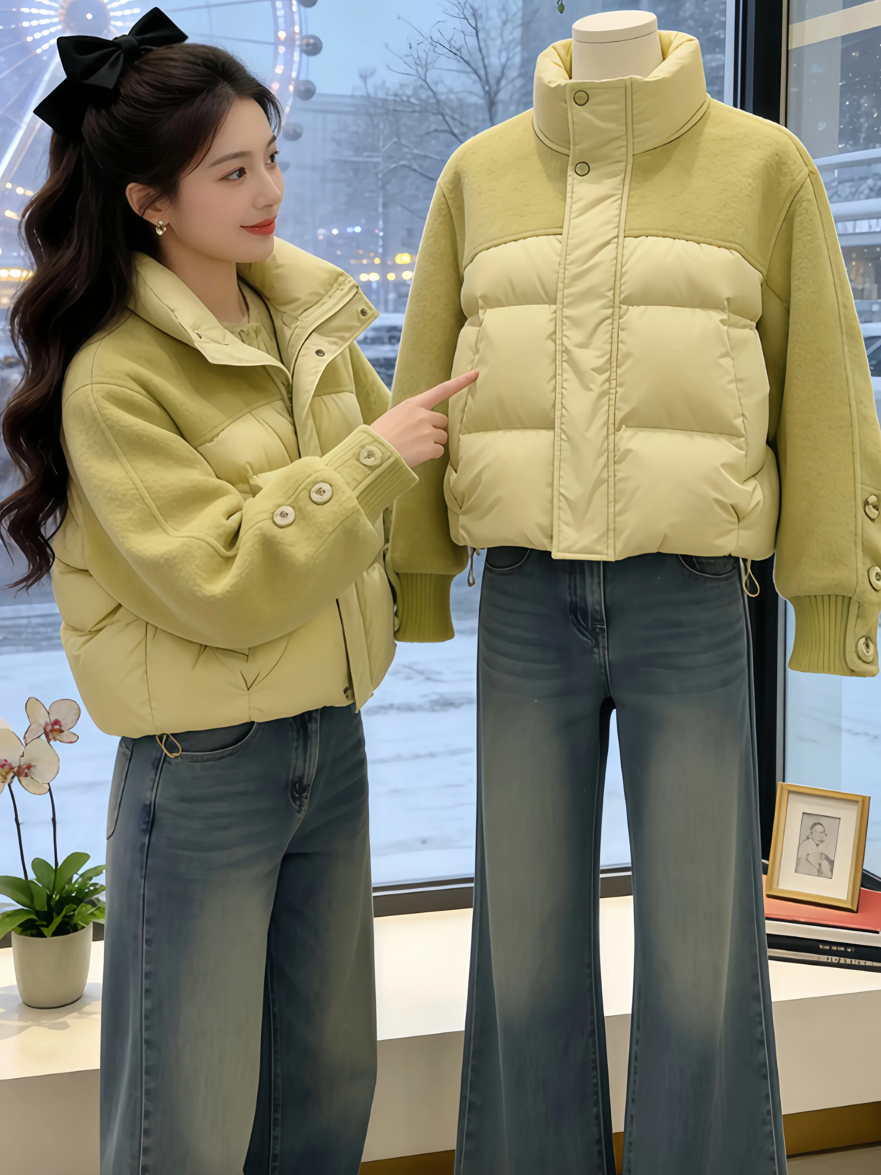 Yellow Color Block Cotton Jacket Women's Stand Collar Winter Coat Fashionable Anti-Aging Design Sense Short Outerwear
Yellow Color Block Cotton Jacket Women's Stand Collar Winter Coat Fashionable Anti-Aging Design Sense Short Outerwear