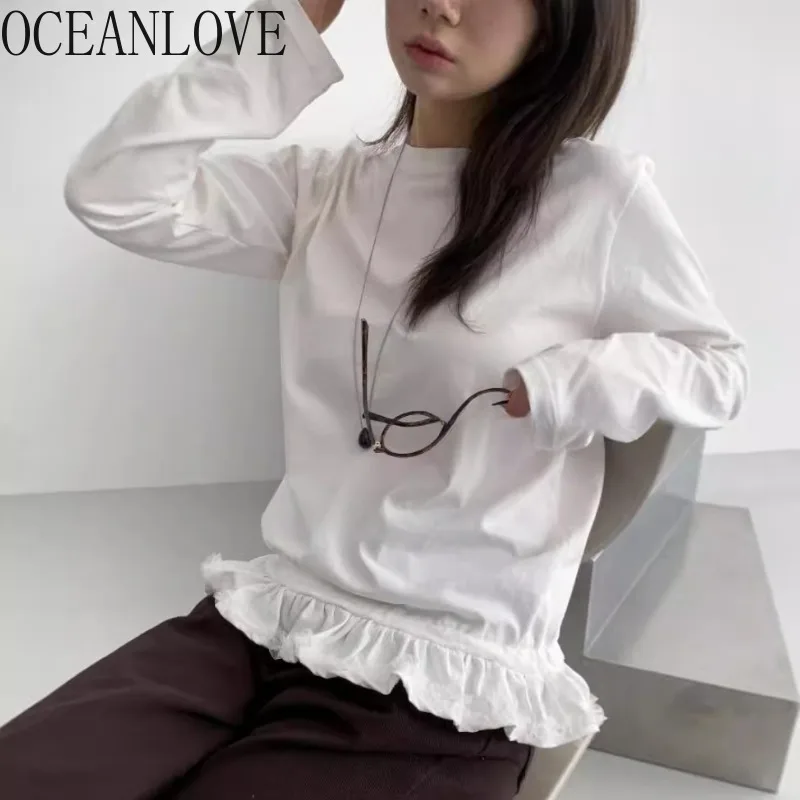 OCEANLOVE Y2k Clothes T Shirt for Women Side Bandage Ruffles Solid Spring Autumn Ropa De Mujer Korean Fashion Vintage Tees
OCEANLOVE Y2k Clothes T Shirt for Women Side Bandage Ruffles Solid Spring Autumn Ropa De Mujer Korean Fashion Vintage Tees