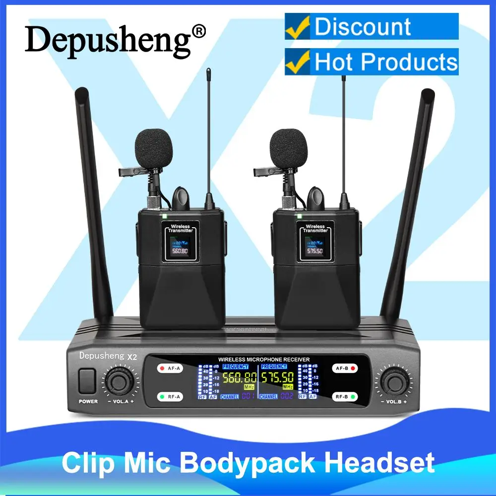 Wireless Lavalier Microphone Depusheng X2-CLIP VHF Fixed Dual Frequency Wireless Set For Stage Show
Wireless Lavalier Microphone Depusheng X2-CLIP VHF Fixed Dual Frequency Wireless Set For Stage Show