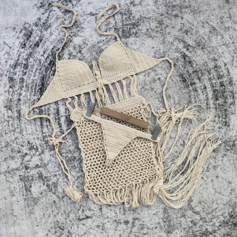 Knitted Patchwork Tassel Swimsuit Women Bikinis Sexy Hollow Out Skirt Cover Up Lace Up Triangle Backless Bikini Set Bathing Suit
Knitted Patchwork Tassel Swimsuit Women Bikinis Sexy Hollow Out Skirt Cover Up Lace Up Triangle Backless Bikini Set Bathing Suit