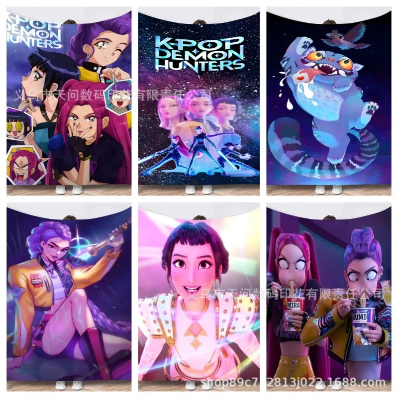 Теплое спальное одеяло KPop Demon Hunters, офисные одеяла, двустороннее фланелевое одеяло с принтом, одеяла с кондиционером
Теплое спальное одеяло KPop Demon Hunters, офисные одеяла, двустороннее фланелевое одеяло с принтом, одеяла с кондиционером