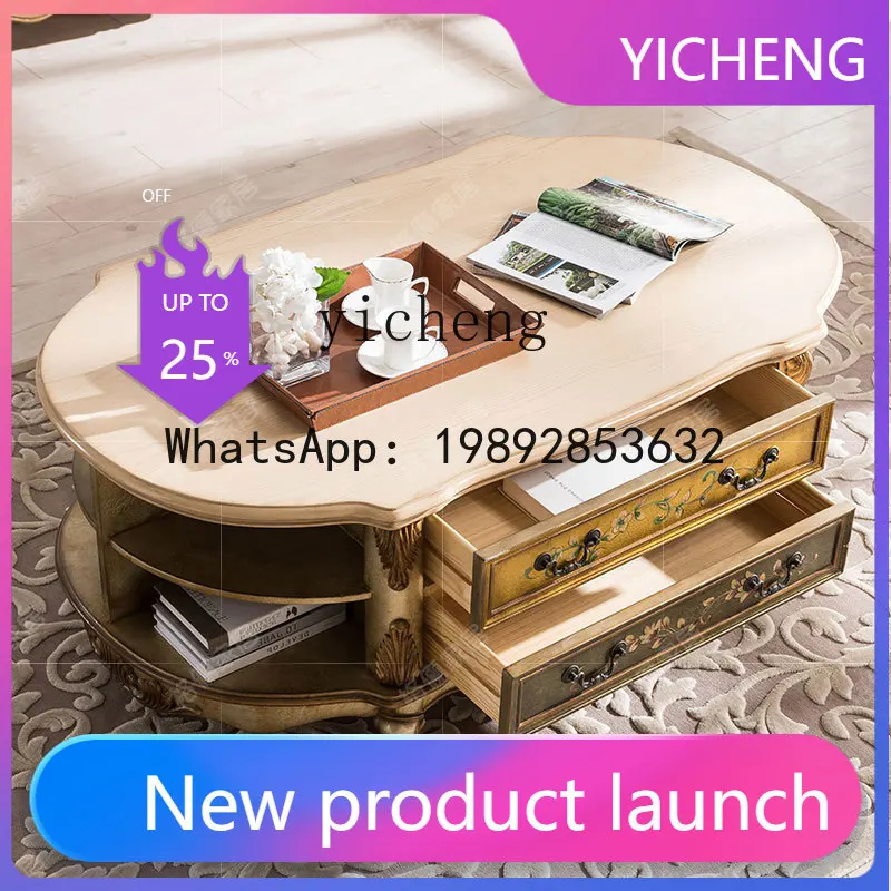 home solid wood coffee table living room long tea table large capacity oval with drawers table storage
home solid wood coffee table living room long tea table large capacity oval with drawers table storage