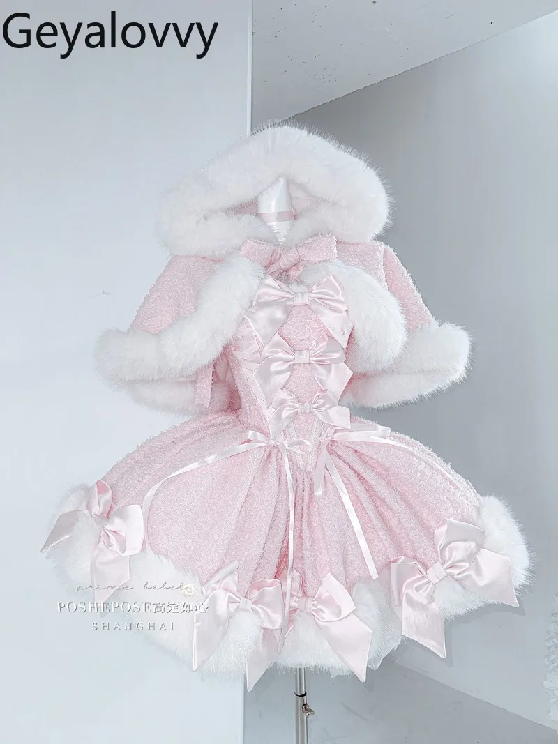 Autumn Winter New Sweet Girl Party Pink Bow High Waist Slim Fit Tube Top Dress and Short Hooded Cape Coat Accessories Set
Autumn Winter New Sweet Girl Party Pink Bow High Waist Slim Fit Tube Top Dress and Short Hooded Cape Coat Accessories Set