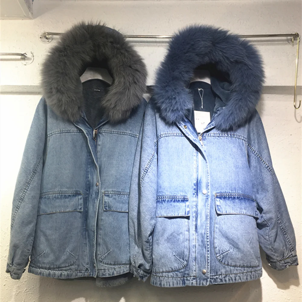 Women 2023 warm New Fashion Winter thick Detachable Denim Jacket Coat Real Fox Fur Collar Coat
Women 2023 warm New Fashion Winter thick Detachable Denim Jacket Coat Real Fox Fur Collar Coat