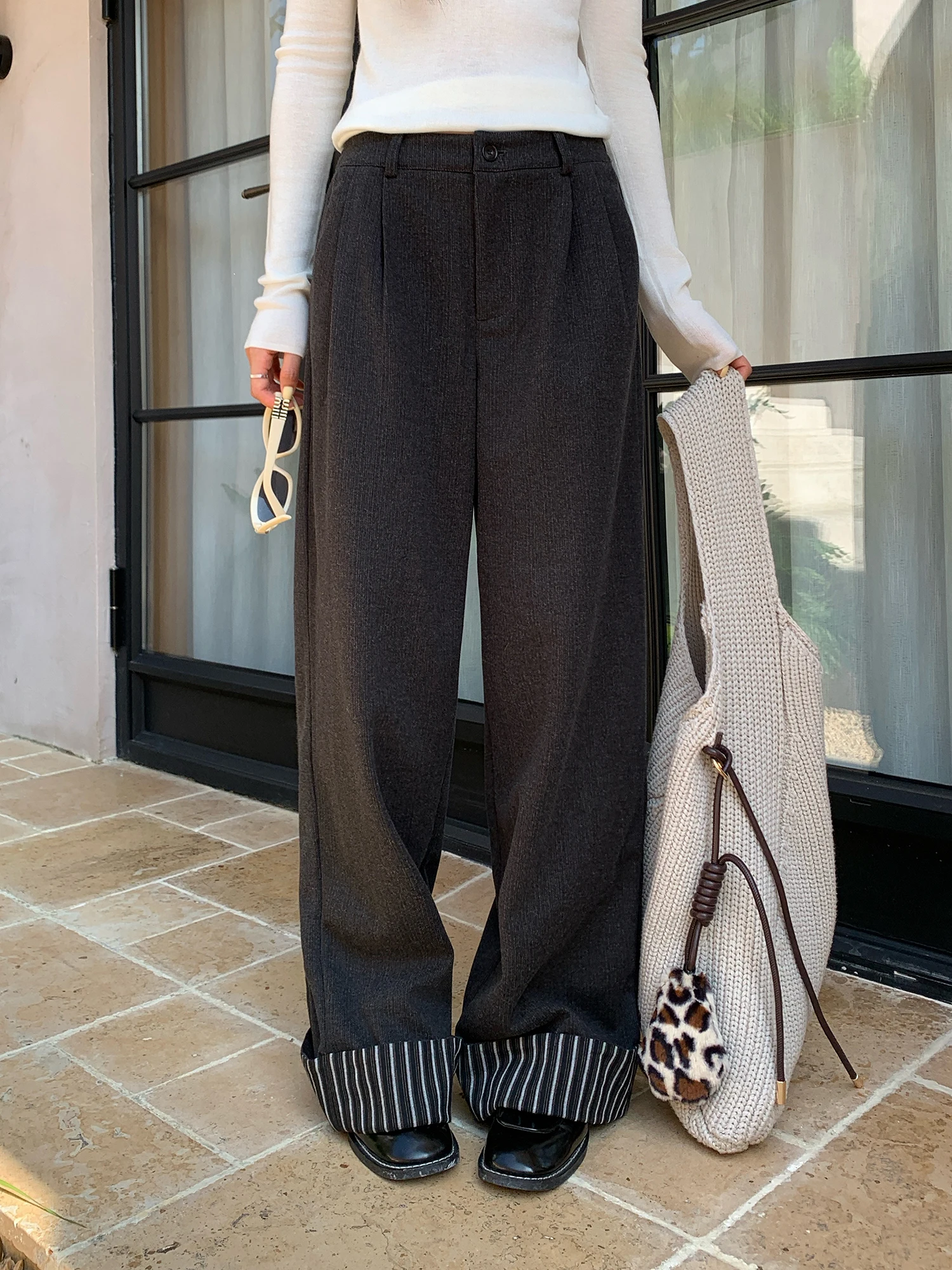 Широкие брюки Crsu с высокой талией, прямого кроя, повседневные, женские, в полоску, весна-осень, свободные, стройнящие, струящиеся
Широкие брюки Crsu с высокой талией, прямого кроя, повседневные, женские, в полоску, весна-осень, свободные, стройнящие, струящиеся