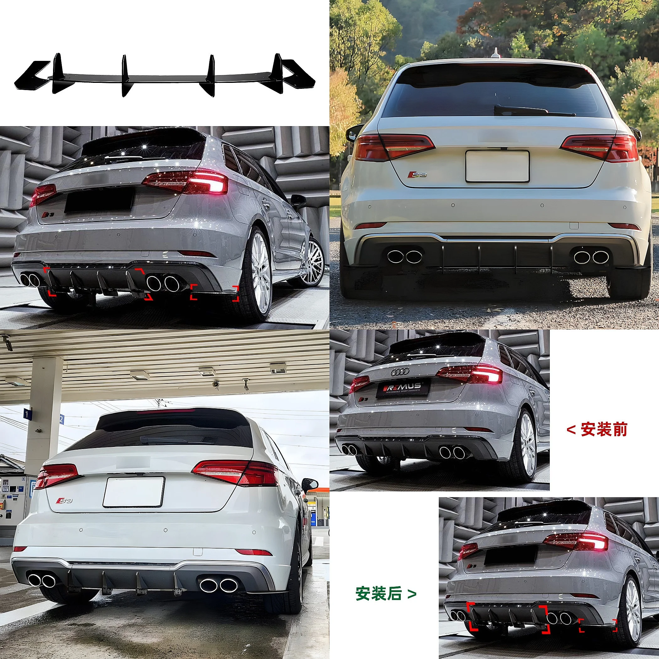 For Audi S3 8V Sportback 2017-2020 Rear Diffuser Bumper Lip Spoiler
For Audi S3 8V Sportback 2017-2020 Rear Diffuser Bumper Lip Spoiler