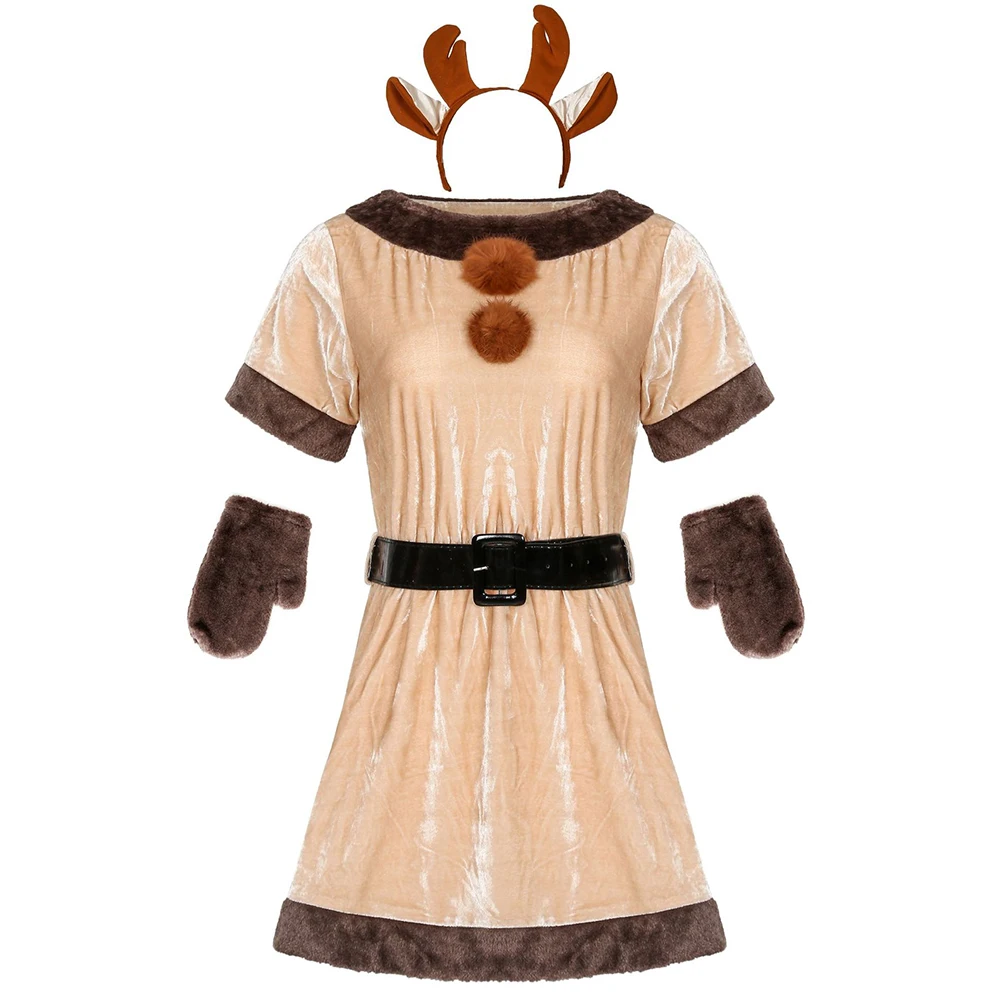 Reindeer Cosplay Set Christmas Costume Women Dress Party Elk Hair Hoop Gloves Skirt Festive Outfit Holiday Gala
Reindeer Cosplay Set Christmas Costume Women Dress Party Elk Hair Hoop Gloves Skirt Festive Outfit Holiday Gala