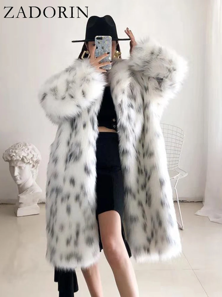 ZADORIN New Winter Korean Fashion Fluffy Warm Faux Fur Jacket Women Lapel Long Elegant White Leopard Faux Mink Fur Coat Jackets
ZADORIN New Winter Korean Fashion Fluffy Warm Faux Fur Jacket Women Lapel Long Elegant White Leopard Faux Mink Fur Coat Jackets