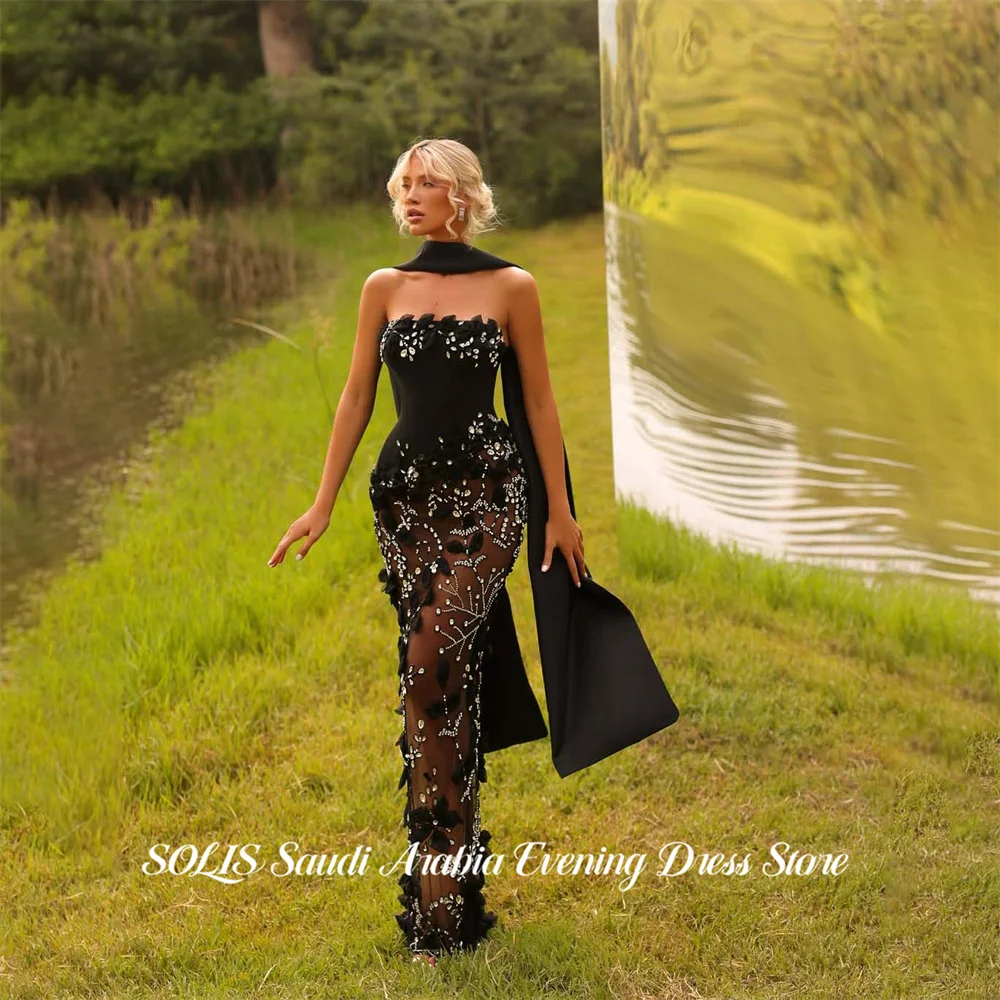 SOLIS Black Party Dress Strapless Wrap Hips Evening Dress Draped Neck Scarf Prom Gown Sequin فساتين سهره Customized
SOLIS Black Party Dress Strapless Wrap Hips Evening Dress Draped Neck Scarf Prom Gown Sequin فساتين سهره Customized