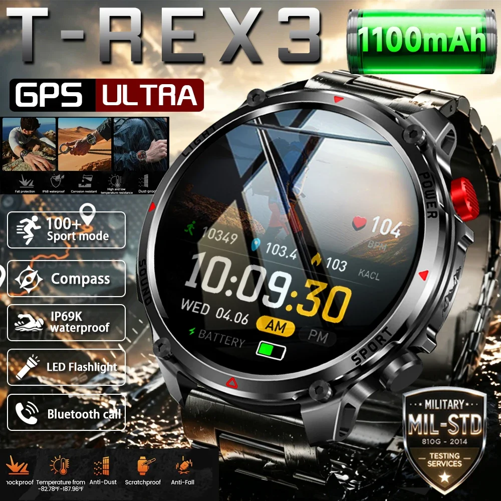 2026 New GPS Sports 1100mAh Smart Watch Men Outdoor Compass IP68 Waterproof Fitness Tracker Bluetooth Call Military Smartwatch
2026 New GPS Sports 1100mAh Smart Watch Men Outdoor Compass IP68 Waterproof Fitness Tracker Bluetooth Call Military Smartwatch
