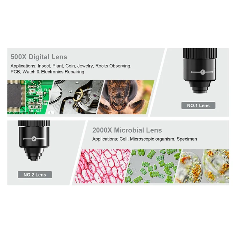 A43M 2000X Biological Digital Microscope Wifi USB Microscope with Digital & Microbial Lens with 11 Adjustable LED
A43M 2000X Biological Digital Microscope Wifi USB Microscope with Digital & Microbial Lens with 11 Adjustable LED