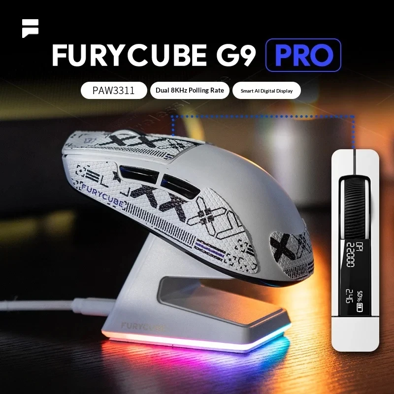 FURYCUBE G9 Pro Wireless Gaming Mouse PAW3311 8KHz Polling Lightweight Charging Dock AI Display Esports LOL PUBG FPS
FURYCUBE G9 Pro Wireless Gaming Mouse PAW3311 8KHz Polling Lightweight Charging Dock AI Display Esports LOL PUBG FPS