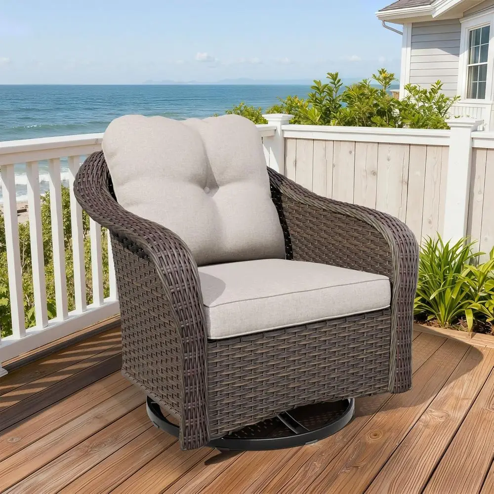 Wicker Swivel Rocking Chairs - Outdoor Brown Wicker Swivel Glider Chair Outdoor Rocking Chair with Water-Resistant Cushions, Bei
Wicker Swivel Rocking Chairs - Outdoor Brown Wicker Swivel Glider Chair Outdoor Rocking Chair with Water-Resistant Cushions, Bei
