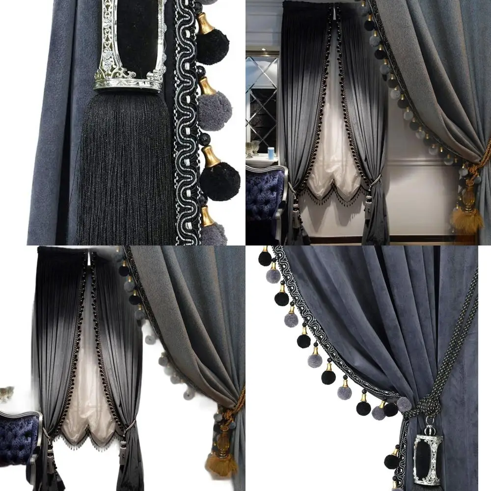 Luxury Pom Poms Curtain for Living Room Blackout Velvet 2 Panels Curtains Set Luxury Tassel Bedroom Curtains (Iron Grey, (50W×96
Luxury Pom Poms Curtain for Living Room Blackout Velvet 2 Panels Curtains Set Luxury Tassel Bedroom Curtains (Iron Grey, (50W×96