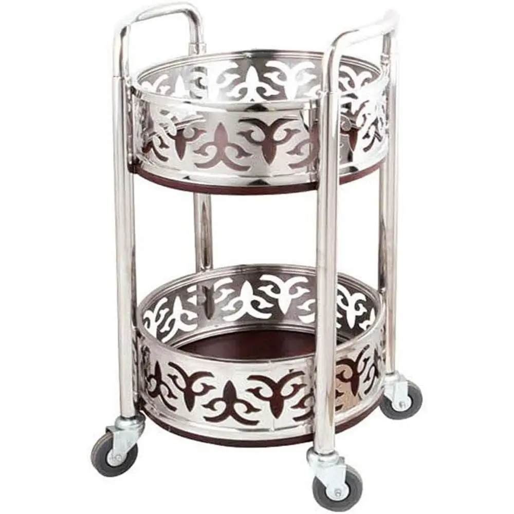 Стильная двухъярусная обеденная тележка из нержавеющей стали и массива дерева для креативных сервировки вина, подходит для отелей, ресторанов и кухни
Стильная двухъярусная обеденная тележка из нержавеющей стали и массива дерева для креативных сервировки вина, подходит для отелей, ресторанов и кухни