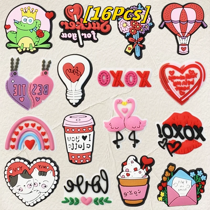 9/16Pcs Romance Love PVC Shoe Charms Pins for Clogs Bubble Slide Sandals Accessories Shoe Decoration Buckle Fits Childrens Gifts
9/16Pcs Romance Love PVC Shoe Charms Pins for Clogs Bubble Slide Sandals Accessories Shoe Decoration Buckle Fits Childrens Gifts