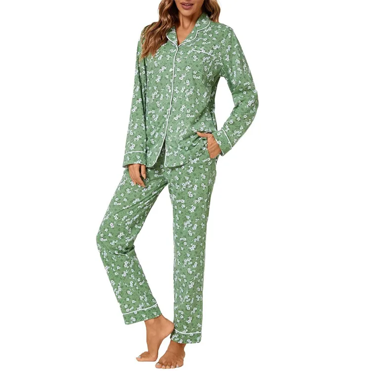 2024 New Hot Selling Cotton Light Green Fragmented Flower Long sleeved Pajama Set
2024 New Hot Selling Cotton Light Green Fragmented Flower Long sleeved Pajama Set