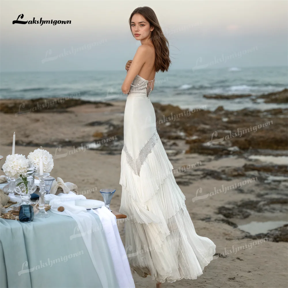Customized Romantic A Line Wedding Dress Chiffon Spaghetti Straps Sleeveless Bridal Gown Sequins Lace vestidos de novia
Customized Romantic A Line Wedding Dress Chiffon Spaghetti Straps Sleeveless Bridal Gown Sequins Lace vestidos de novia