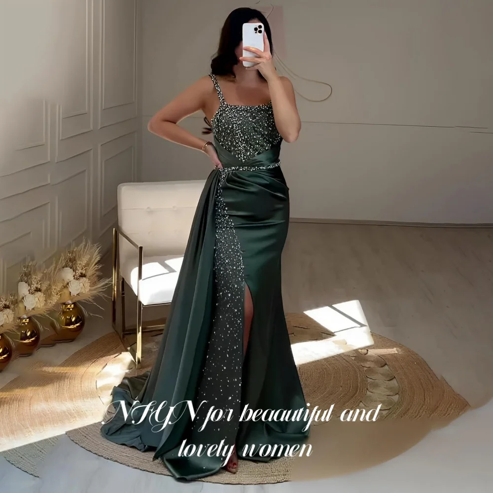NFYN Green Elegant Prom Dress Shiny Sequins Backless Prom Gown Satin Side Split Trailing Party Mermaid Evening Dress Customized
NFYN Green Elegant Prom Dress Shiny Sequins Backless Prom Gown Satin Side Split Trailing Party Mermaid Evening Dress Customized