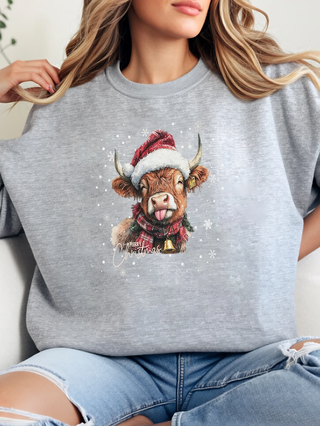 Хайленд Корова в розовом грузовике, толстовка с принтом с Рождеством, женская праздничная повседневная одежда, серый, больших размеров
Хайленд Корова в розовом грузовике, толстовка с принтом с Рождеством, женская праздничная повседневная одежда, серый, больших размеров