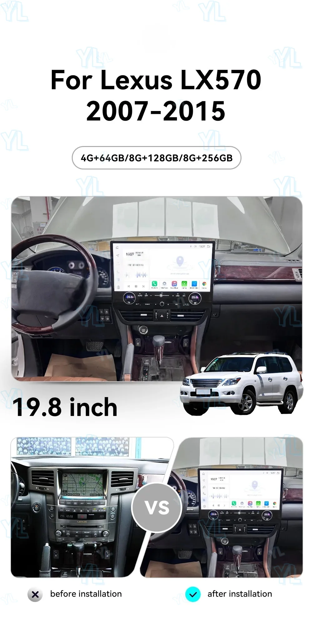 YL Android13 Авто Авто Авто Радио GPS Карта Навигации для Lexus LX570 2007-2015 19,8-дюймовый экран CarPlay Магнитофон Головное устройство 4G LTE
YL Android13 Авто Авто Авто Радио GPS Карта Навигации для Lexus LX570 2007-2015 19,8-дюймовый экран CarPlay Магнитофон Головное устройство 4G LTE