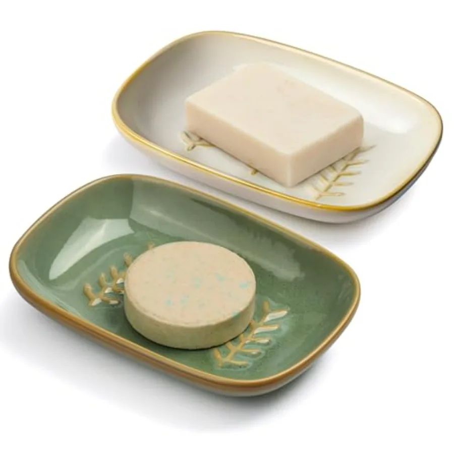2 Pack Ceramic Soap Dish for Cleaner Shower, Decorative Soap Holder for Shampoo or Sponge, Cute Shower Soap Dish
2 Pack Ceramic Soap Dish for Cleaner Shower, Decorative Soap Holder for Shampoo or Sponge, Cute Shower Soap Dish